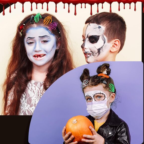 6 Pairs Halloween Skeleton Hair Clips Hands Bone Claws Skull Hand Hair Clip Goth - Picture 4 of 7